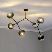 Kattovalaisin Nova, musta/kirkas, 6-lamppuinen