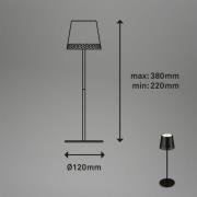 Kiki LED ladattava pöytävalaisin, musta, IP44, 3 000K