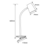 LED-klipsipöytävalo Adda valk., 3-port. himmennys