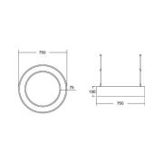 BRUMBERG Biro Circle Ring10 suora Ø 75 cm DALI musta 840