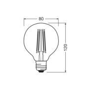 OSRAM LED Vintage 1906, G80, E27, 7,2 W, kultainen, 2400 K, himmeä.