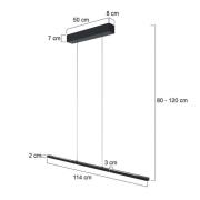 LED-riippuvalaisin Bande, ylös/alas, musta, 120 cm, CCT, himmennin,