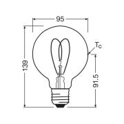 OSRAM LED Vintage G95 E27 4,9W 922 Sydän hehkulamppu kultainen himmeä