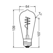 OSRAM LED Vintage ST64 E27 3,4W 927 kierrehehkulanka kirkas kirkas