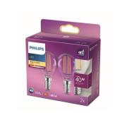 Philips LED-lamppu E14 4,3W P45 Filament 2700K 2x