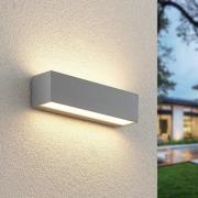 Lucande LED-seinävalaisin Lengo, 25 cm, hopea, 2-valo, IP65