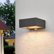 Lucande LED-aurinkoseinävalaisin Mahra, antrasiitti, metalli, anturi