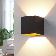 Arcchio LED-seinävalaisin Zuzana, kulmikas, musta, 10 cm leveä