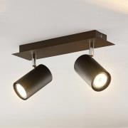 Lindby kattokohdevalo Joffrey, 31 cm, 2-lamppuinen, musta, GU10