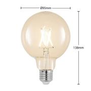 LED-lamppu E27 4W 2700K G95 Globe, filamenttilamppu, kirkas