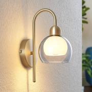 Lucande Mylah seinävalaisin lasivarjostimella, messinki