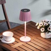 Lindby LED-akku pöytävalaisin Esali, pinkki, metalli, IP54