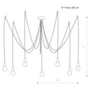 Riippuvalaisin Spider, valkoinen, 7-lamppuinen