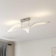 Lucande LED-kattovalaisin Edano, 122 cm, valkoinen, tekstiili, himmenn...