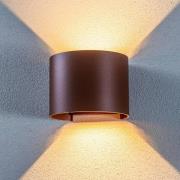 Lindby LED-ulkoseinävalaisin Nivar, pyöreä, ruoste, metalli, IP54