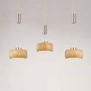 LED-ripustusvalaisin Shine-Wood, tammi/nikkeli, pituus 100 cm 3-valo.