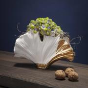 KARE Ginkgo Elegance maljakko, korkeus 18 cm, kivitavaraa, valkoinen, ...