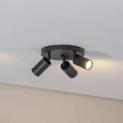 Kattokohdevalo Sado musta teräs säädettävä 3-lamppuinen pyöreä