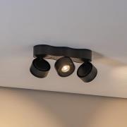 Arcchio LED kattovalaisin Rotari, linssit, 3-valo, musta