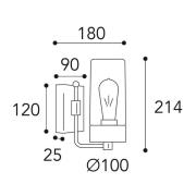Ulkoseinälamppu Silindar 3390, messinki/opaali