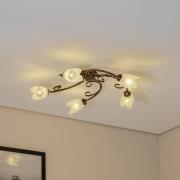 Kattovalaisin Odino, 5-lamppuinen, pronssinvärinen, metalli, lasi