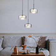 Belinda LED-riippuvalaisin, Ø 40 cm, savunharmaa, 3-lamppuinen, lasi