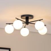 Kattovalaisin Prato, musta/valkoinen, lasi, 5-lamppuinen