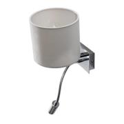 Seinävalaisin Bilo, valkoinen/kromi, tekstiili, 2-lamppuinen, lukuvalo