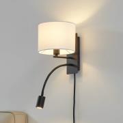 Lindby Florens seinävalaisin, musta, LED-lukuvalaisin, 23,5 cm