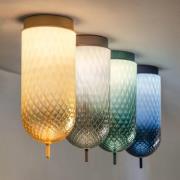 OLEV LED-kattovalaisin Curuba, keltainen, lasi, korkeus 40 cm 2700 K