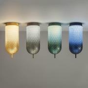 OLEV LED-kattovalaisin Curuba, sininen, lasi, korkeus 40 cm, 2700 K