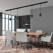 RAIL 230 V kiskojärjestelmä, musta, 4 riipusta, pituus 1,5 m