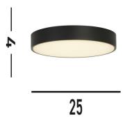 Palma LED-kattovalaisin, musta, Ø 25 cm, teräs/akryyli