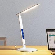 Lindby LED-pöytävalaisin Ludmilla, korkeus 34 cm, valkoinen, display