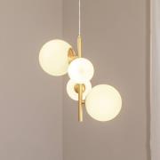 Joel-riippuvalaisin, messinki/valkoinen, 4-lamppuinen