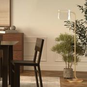 Maytoni lasinen lattiavalaisin Cabaret, messinki, korkeus 126,5 cm