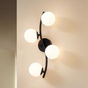 Lindby seinävalaisin Josiana, opaali/musta, 48 cm, pallo, lasi