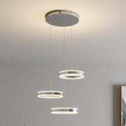 Lucande LED-riippuvalaisin Lyani, 62 cm, 3-valo, kromi, himmennettävä