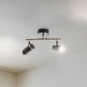 Lume kattovalaisin, 2-valo, musta/messinki, korkeus 22 cm, rautainen