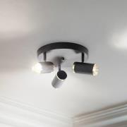 Lume kattovalaisin, pyöreä, 3-valo, musta / messinki, rauta