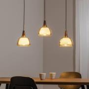 Ermo riippuvalaisin, lineaarinen, 3-valo, messinki, pituus 81 cm, lasi