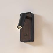 Lindby LED-seinävalaisin Tallis, musta, USB-C, liikkuva