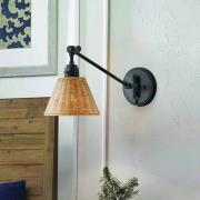 Seinävalaisin Arti, musta/luonnonvärinen, rottinki, teräs