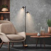 Lattiavalaisin Duta, musta/vaalea puu, korkeus 160 cm Metalli/puu