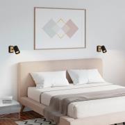 Seinäkohdevalaisin Duta, ulkonema 16 cm, musta/puunvärinen, puu