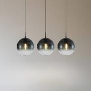 Lucande Veloura riippuvalaisin, 3-lamppuinen, 84 cm, lasi, puu