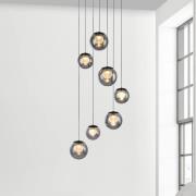 PURE LED-riippuvalo Popup, harmaa/savuharmaa, Ø 40 cm, 7-lamppuinen.