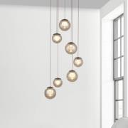 PURE LED-riippuvalo Popup, pronssi/keltainen Ø 40 cm, 7-lamppuinen.