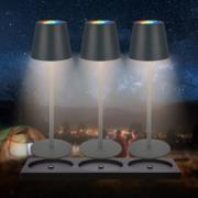 Cilano LED-ladattavat pöytävalaisimet, 3 kpl, antrasiitti, latausasema