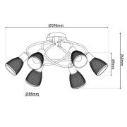 Kattovalaisin Lindita, 6-lamppuinen, lasi, savuharmaa, E14